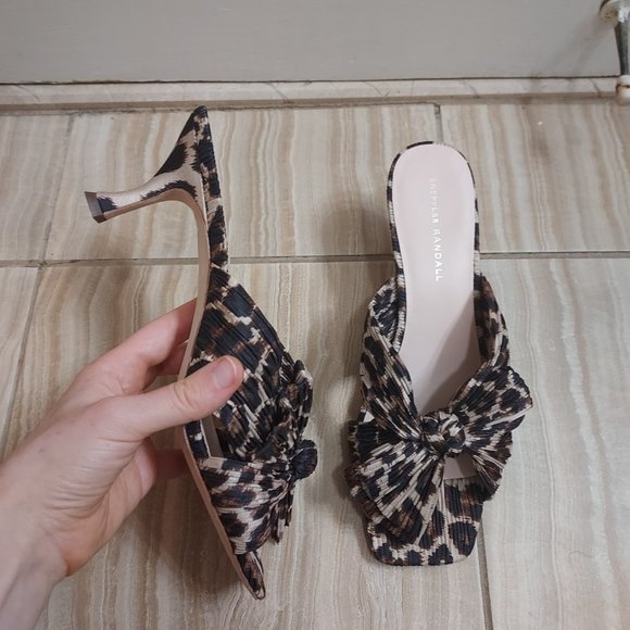 Loeffler Randall Shoes - LOEFFLER RANDALL Eugenia Brown Leopard Pleated Mule Sandal